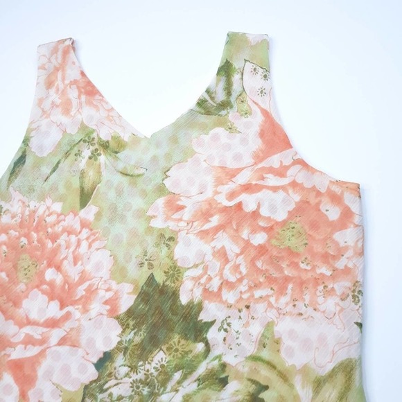 Pierre Cardin XL Tank Top Orange Floral Polka Dot - Picture 2 of 8